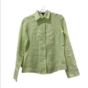 Escada Sport Lime Green Linen Long Sleeve Button Up